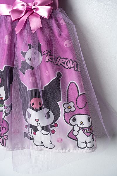 FURYATEX Kuromi and Melody Patterned Fluffy Tulle Girl's Party Dress Birthday Dress