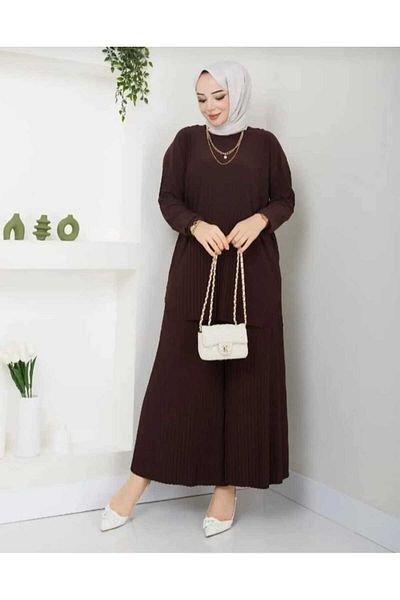 MODA VEDAT Women's Candy Fabric Pleated Loose Pants Suit