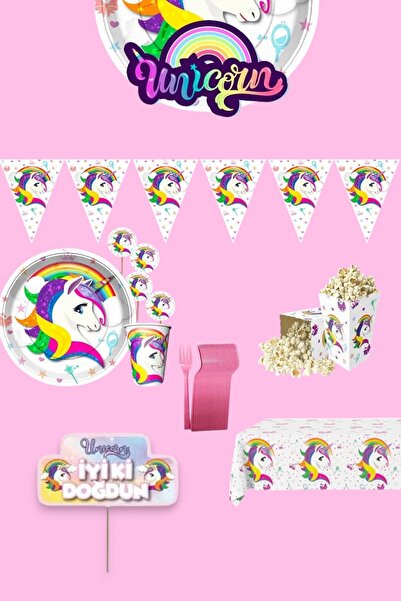 Evabrite Set Unicorn pentru 24 de persoane Rechizite pentru petrecerea de aniversare