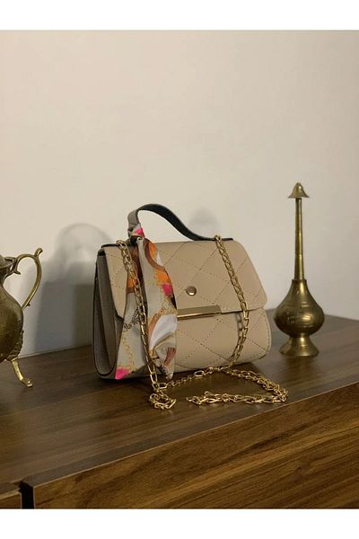 FHD BAGS Mini geantă de umăr cu eșarfă și lanț