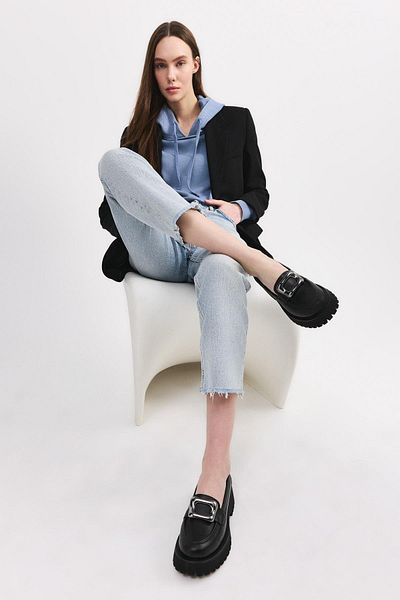 Yaya by Hotiç Damskie czarne mokasyny - 01Ayy 307980 A100 Model Shoes