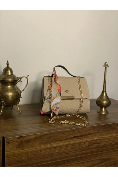 FHD BAGS Mini geantă de umăr cu eșarfă și lanț