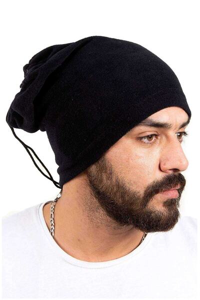 MCM GROUP Polar Drawstring Beanie and Neck Collar - Black and Red (2 Puffs)