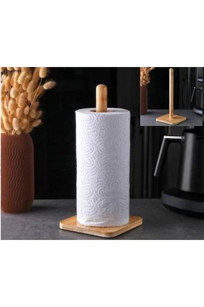 Pembelia Life Bamboo Paper Towel Holder, Tabletop Roll Paper Towel Rack-Upright Towel Napkin Holder-Square
