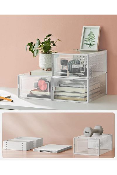Hapşuruk Premium Clear Shoe Organizer Boxes, Shoe Box 18S Foldable High Quality(Imported)