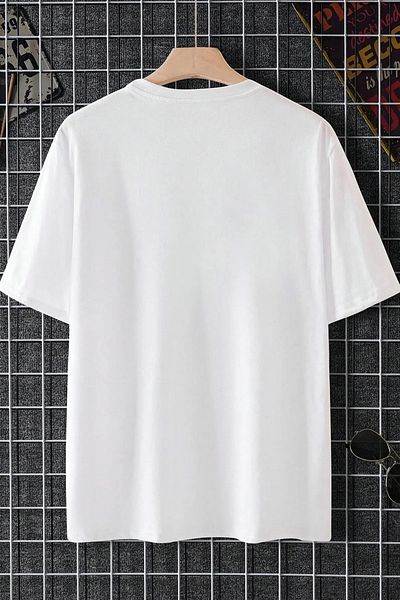 qubo sportswear & company qubo Unisex Oversize εμπριμέ βαμβακερό λαιμόκοψη κοντομάνικο ΛΕΥΚΟ μπλουζάκι