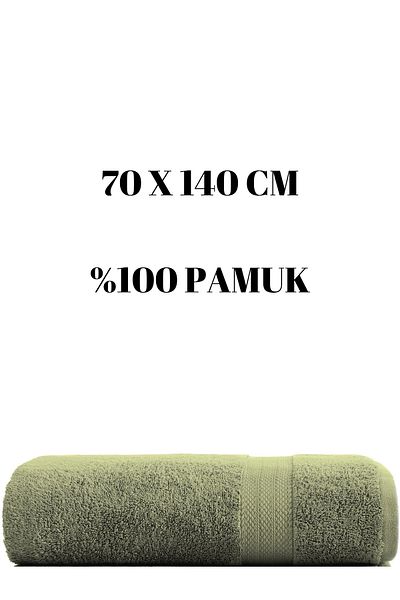 KAYABEY HOME Χακί Πετσέτα Μπάνιου Ντους Πετσέτα Σώματος Μαλακό Απορροφητικό Νερό 100% Βαμβακερή Γραμμή Μοτίβο 70 Χ 140 Εκ.