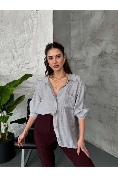 Elif Özbey Butik Cămașă drapată gri Lori