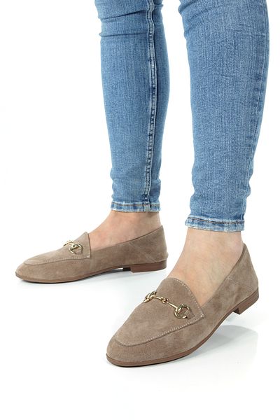 ÜNAL ÖZER Women's Mink Suede Genuine Leather Round Toe Buckle Daily Ballerinas Un001-043
