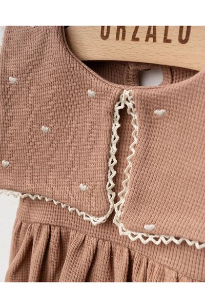 İnci İncibaby 100% Cotton Heart Embroidered Romper Jumpsuit & Bandana Set