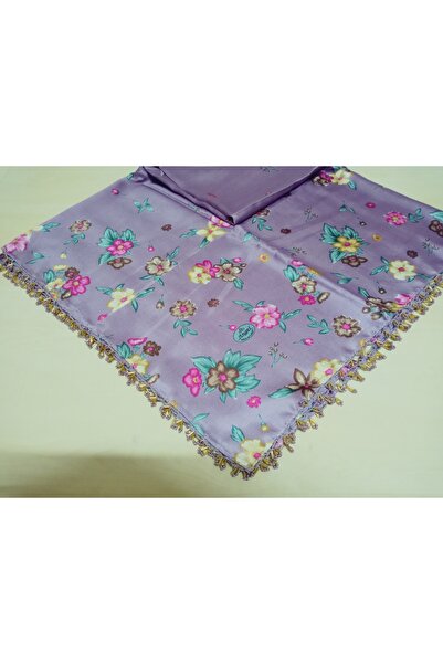 hoaryage El Emeği Desenli Eşarp Kumaşına Halka Boncuklu El Oyası Tülbent Yeme...