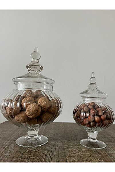 ORTAKÖY CENNETİ Ayaklı Kapaklı Cam Kurabiyelik Şekerlik Drajelik 31 cm 20 CM ...
