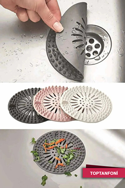 TOPTANFONİ Silikon Yuvarlak Lavabo Süzgeci Kaymaz Süzgeç Gider Kapağı ovalgider