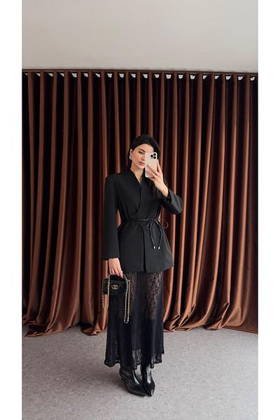 HAZELANNA بدلة سترة سوداء ثلاثية