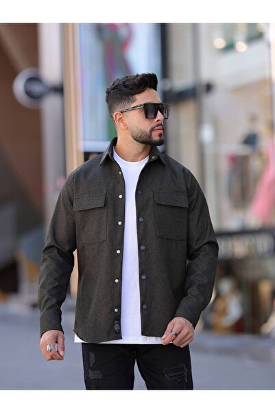 MY VİNTAGE Ανδρικό πουκάμισο με κουμπωτό μπουφάν με αθλητικό παλτό με επίστρωση κατάδυσης