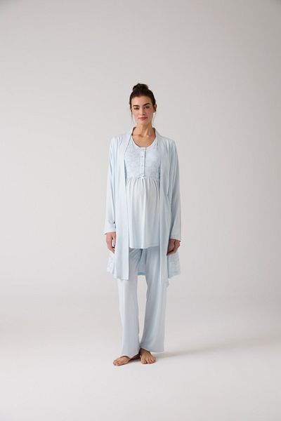 Lohussa Set de pijamale pentru femei, albastru, cu design special, din bumbac, pentru maternitate