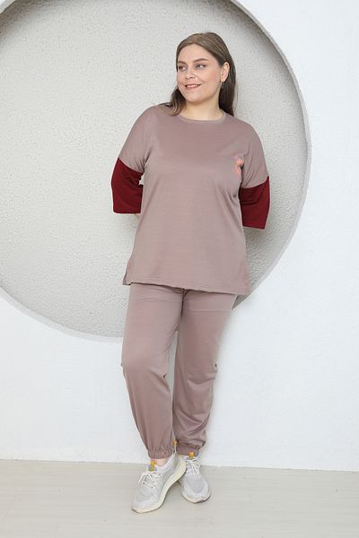 FAMES PİJAMA Stone Color Large Size Tracksuit