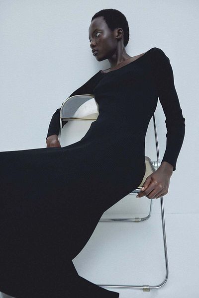 H&M Rib-knit off-the-shoulder dress