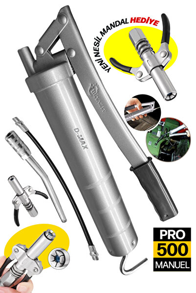 PROXTECH Sızdırmaz Mekanik Çift Mandallı 500cc Gres Pompa Takımı Demir Hortum...