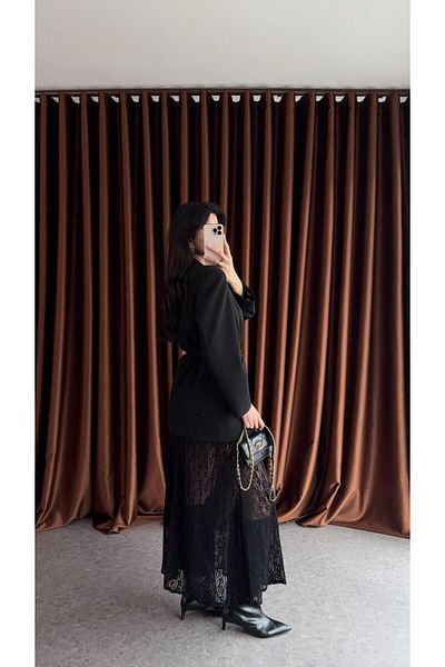 HAZELANNA بدلة سترة سوداء ثلاثية