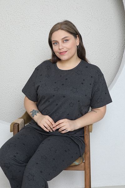MİNTONSPORT Starred Large Size Pajama Set