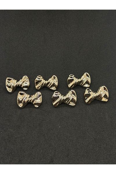 BEİLYS COSMETİCS & ACCESSORY Yellow 6-Piece Bow Button 2.50 cm (Bd20)