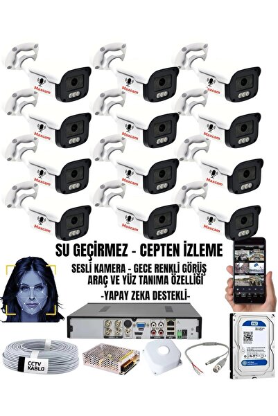 maxcam 12 Kameralı SESLİ 5MP Sony Lens Gece Renkli Araç Ve Yüz Tanımalı Kamer...