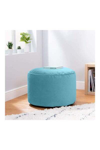 soufa dibaj بوف دائري مخملي على شكل كيس فول - فيروزي - 60×60×40 سم