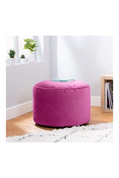 soufa dibaj بوف دائري مخملي على شكل كيس حبوب - وردي غامق - 55x55x35 سم
