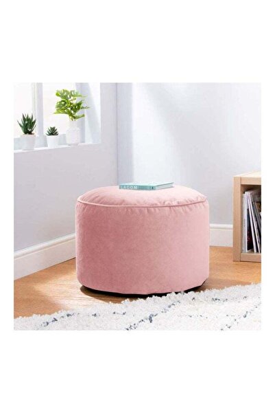 soufa dibaj بوف دائري مخملي على شكل كيس حبوب - وردي فاتح - 60x60x40 سم