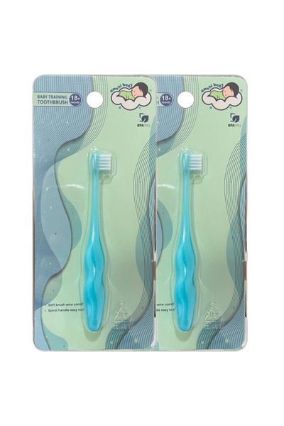 AMCHI BABY فرشاة أسنان تدريب الطفل - عبوة من قطعتين - أزرق