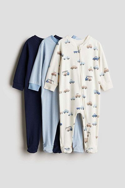 H&M 3-pack zip-up sleepsuits