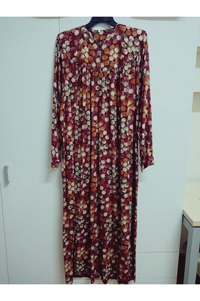 hoaryage Robadan Rochie de mamă cu mânecă lungă, 100% viscoză, cu flori de trandafir, rochie de rugăciune
