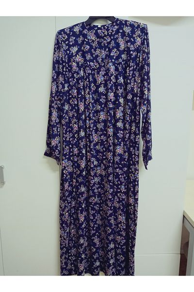 hoaryage Robadan Rochie de mamă cu mânecă lungă, 100% viscoză, cu flori de presiune, rochie de rugăciune