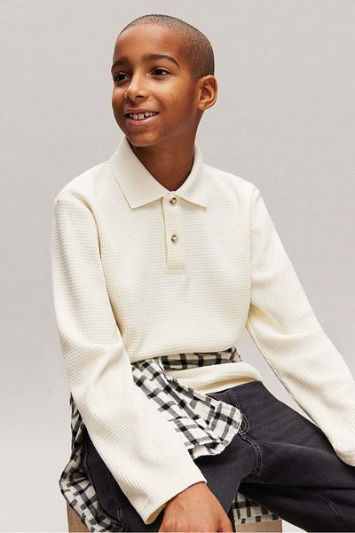 H&M Waffled Jersey Polo Shirt