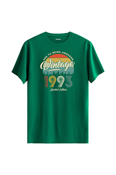 Colermi 1993 الحنين هدية عيد ميلاد طاقم الرقبة الأخضر خمر تي شيرت