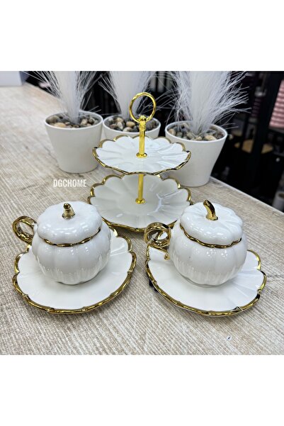 DGCHOME 2 Kişilik Balkabağı İkramlı Türk Kahvesi Fincanı