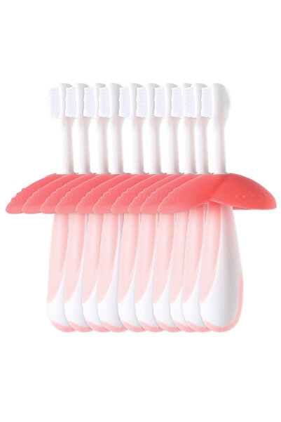 LUQU BABY فرشاة أسنان على شكل زهرة من السيليكون باللون الوردي - عبوة من 10 قطع