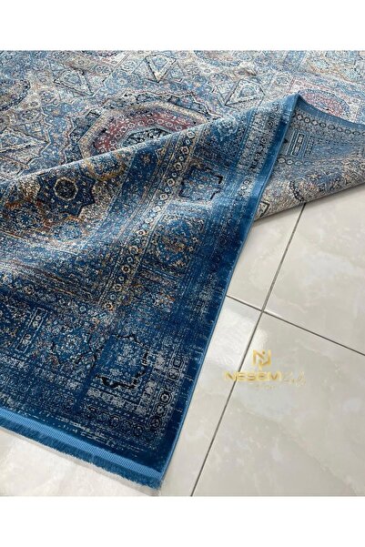 Neşem Halı Boutique MAVERY 2223 B MAVİ Doğal ipliklerle Üretilen Modern Desen...