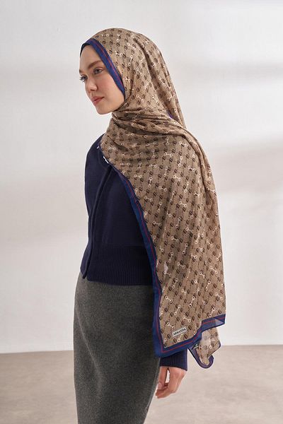 ARMANDA Σάλι Voile Monogram Pattern 3361-μπεζ Saks