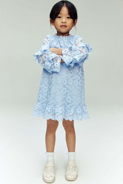 H&M Frill-trimmed lace dress