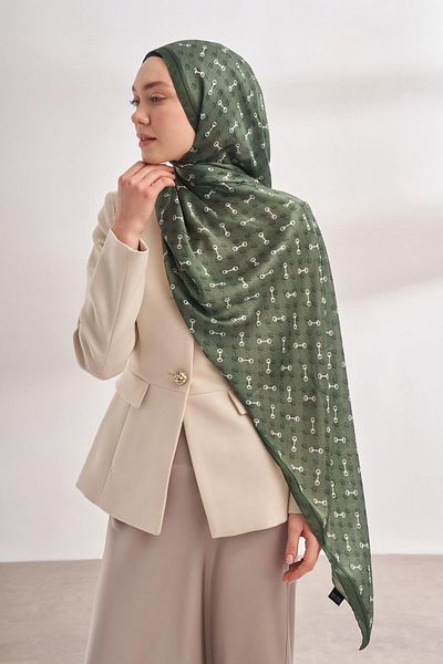 ARMANDA Σάλι Voile Monogram Pattern 3361-χακί