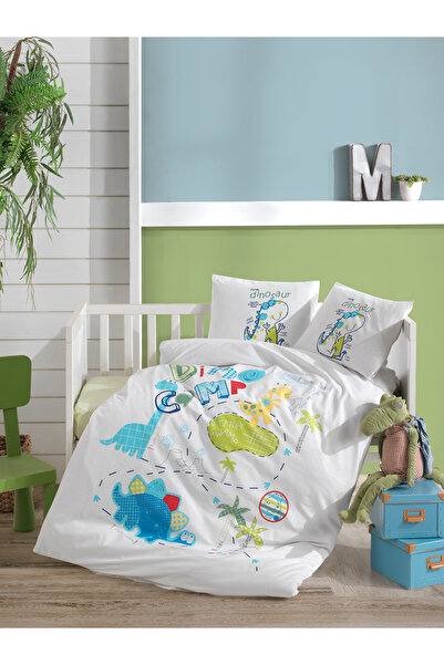 NazeninHome طقم غطاء لحاف أطفال من Dino-Camp مصنوع من القطن بنسبة 100%