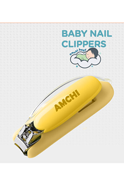 AMCHI BABY مقص أظافر للأطفال على شكل رسوم متحركة - أصفر
