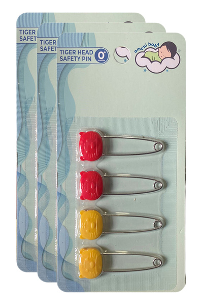 AMCHI BABY دبوس أمان على شكل رأس النمر - مجموعة من 3 قطع