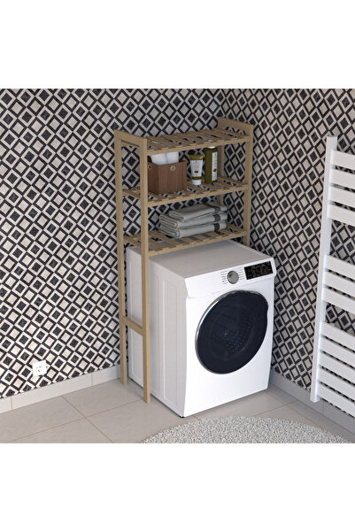 Y&D HOME Makine Üstü Ahşap Raf, Masif Ahşap Raf, (30x70x150)