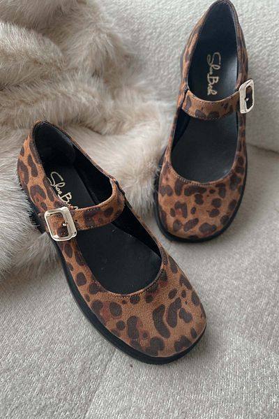 Shoebutik Pantofi de damă Alvis Galben Negru Animal Model Bandă Detaliu
