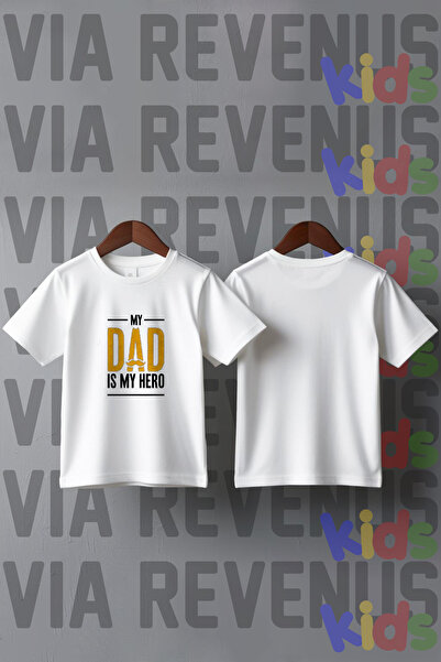 Vordevia Tricou pentru copii din bumbac cu decolteu rotund cu imprimeu My Dad...