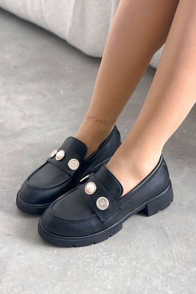 Shoebutik Дамски мокасини Otto Black с катарама от кожа