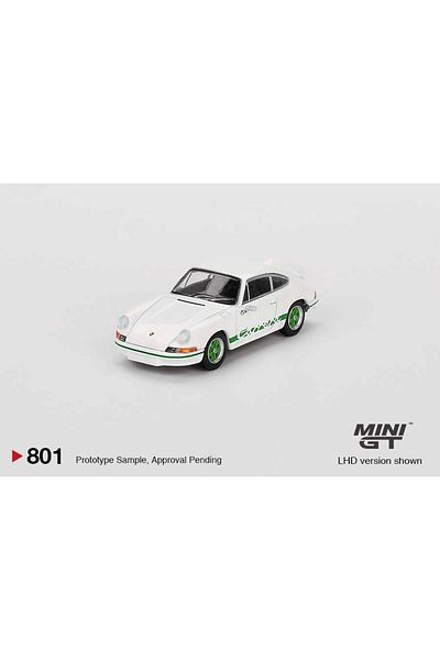 mini gt 801 بورشه 911 كاريرا Rs 2.7 Grand Prix باللون الأبيض مع اللون الأخضر